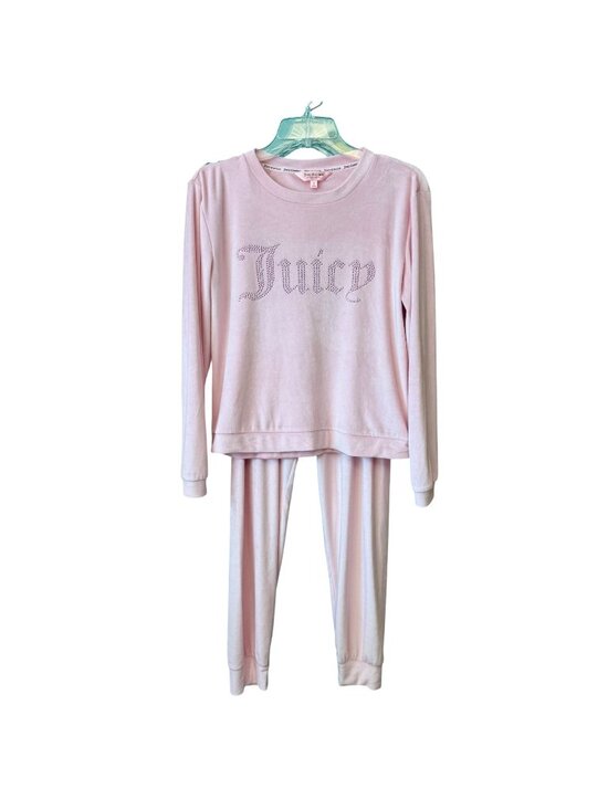 Juicy Couture Other - Juicy Couture Intimates Small Womens Velour Pajama Set Pink Embellished Logo